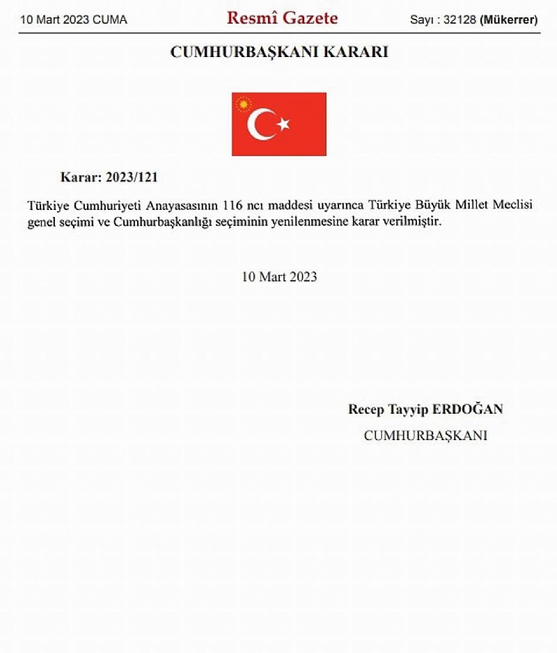 Seçim kararı Resmi Gazete’de yayımlandı