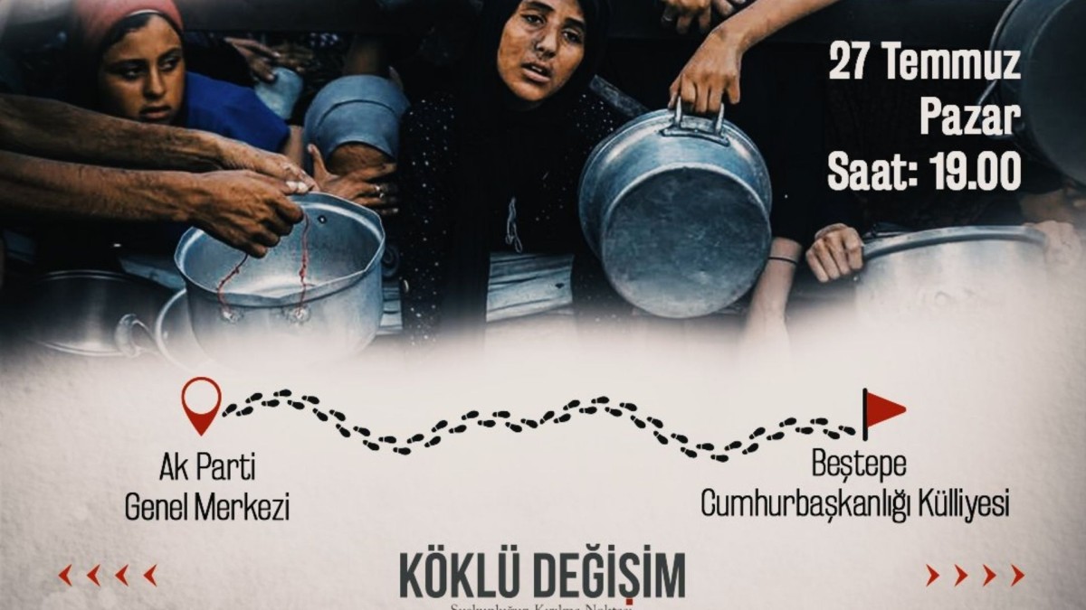 Gazze için yürüyüş çağrısı: Katılımcılar 27 Temmuz’da Cumhurbaşkanlığı Külliyesi’ne yürüyecek