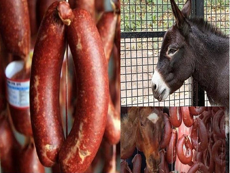 At ve eşek etinden sucuk yaparak satıyorlar