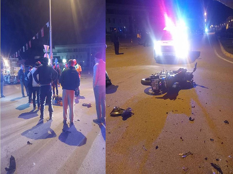 Bayan motosiklet sürücüsü yola savruldu