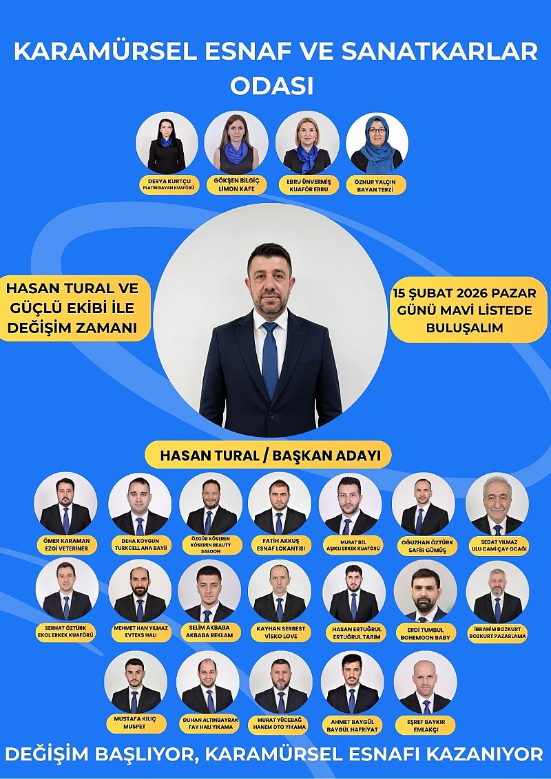 Karamürsel Esnaf ve Sanatkarlar odası Başkan Adayı Hasan Tural “ Değişim Başlıyor. Karamürsel Esnafı Kazanıyor “