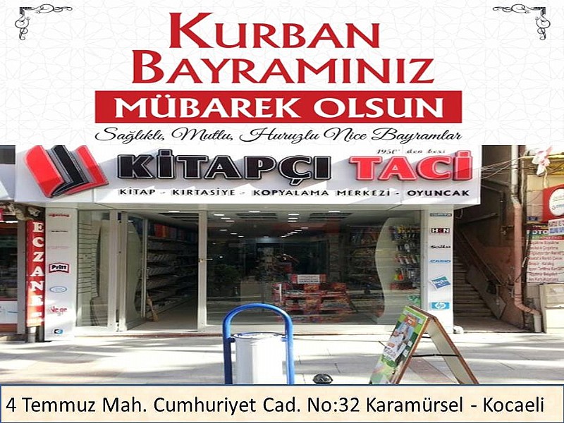 Kitapçı Taci “ Kurban Bayramınız Mübarek Olsun “