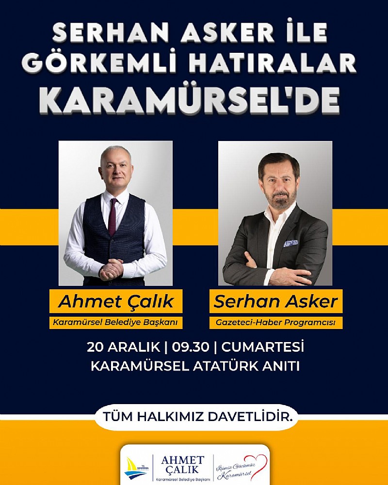 “Serhan Asker ile Görkemli Hatıralar” programı yarın sabah 09.30’da Karamürsel ’de çekilecek