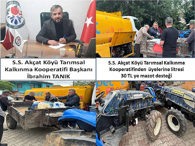 S.S. Karamürsel Akçat Köyü Tarımsal Kalkınma Kooperatifinden Üyelerine Motorin Desteği